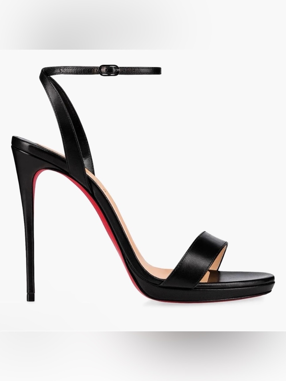 Christian Louboutin Black Leather Stiletto Sandal with Red Sole